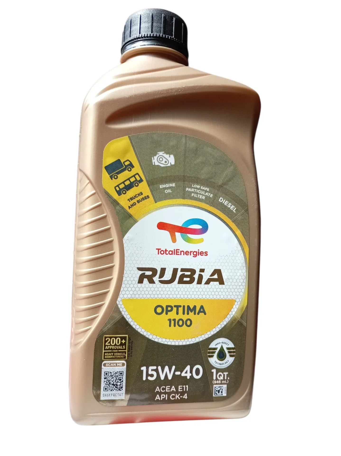 ACEITE MOTOR SAE 15W40 LITRO SEMI SYNTHETIC RUBIA OPTIMA 1100 API CK-4 12/1