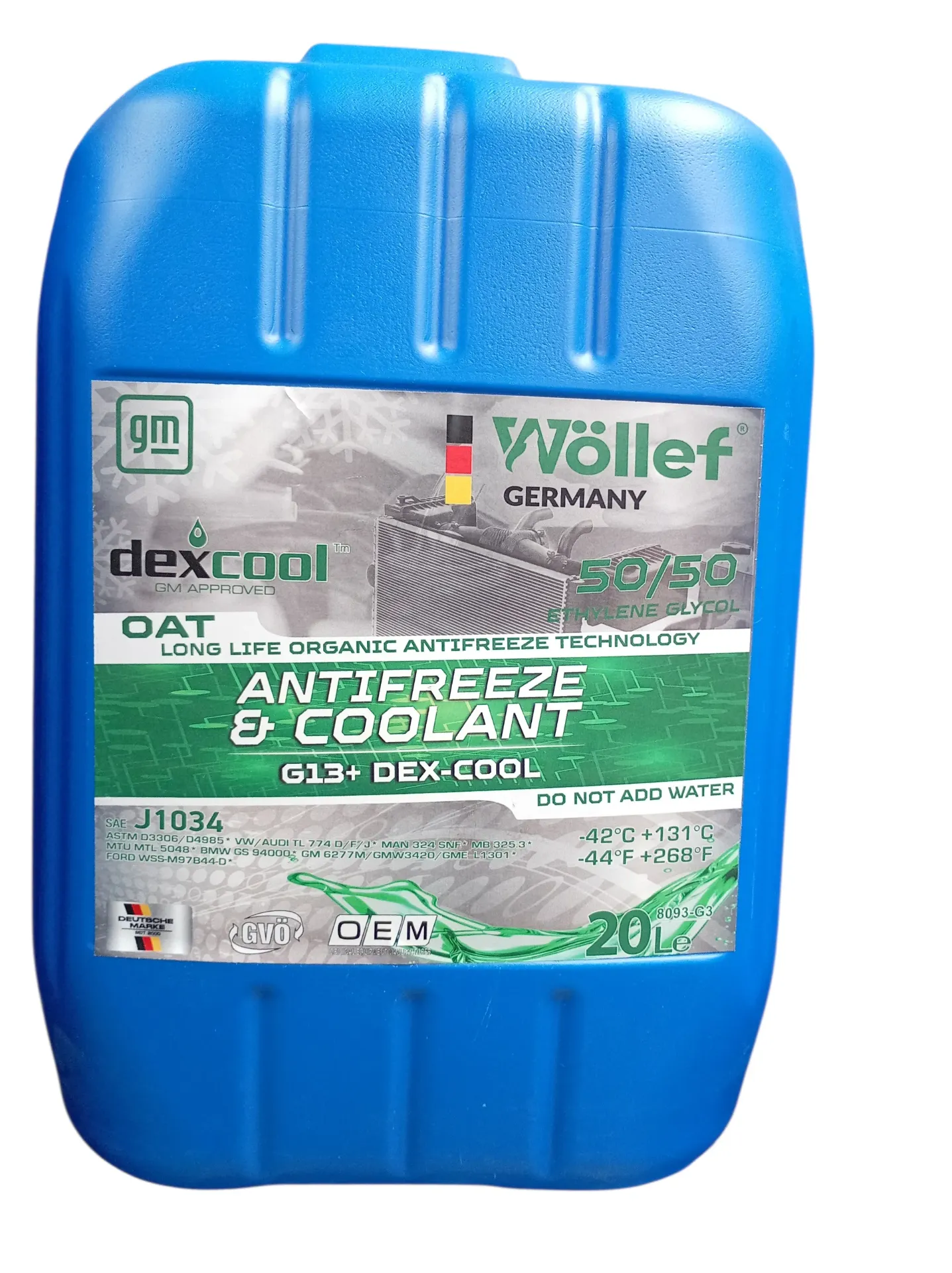 ADITIVO RADIADOR REFRIGERANTE CANECA 5 GALONES VERDE 50/50 G13 DEX-COOL